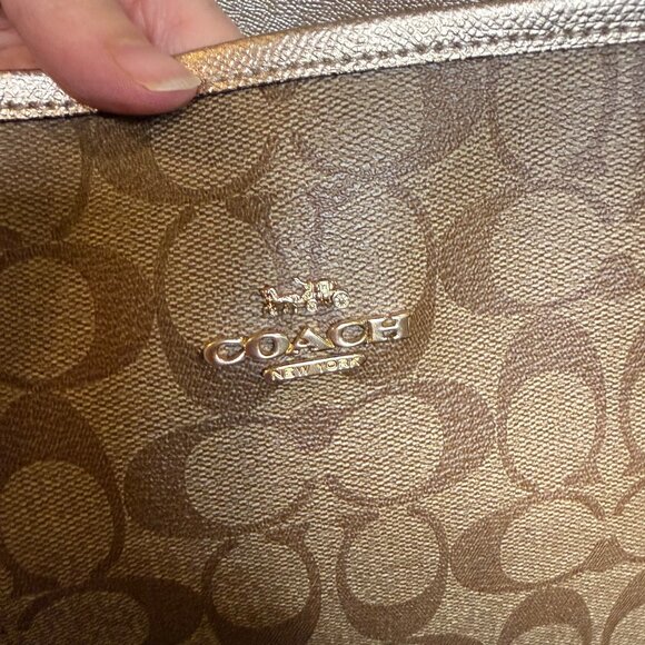 Coach Tan and Gold Signature Shoulder Bag - Picture 8 of 15